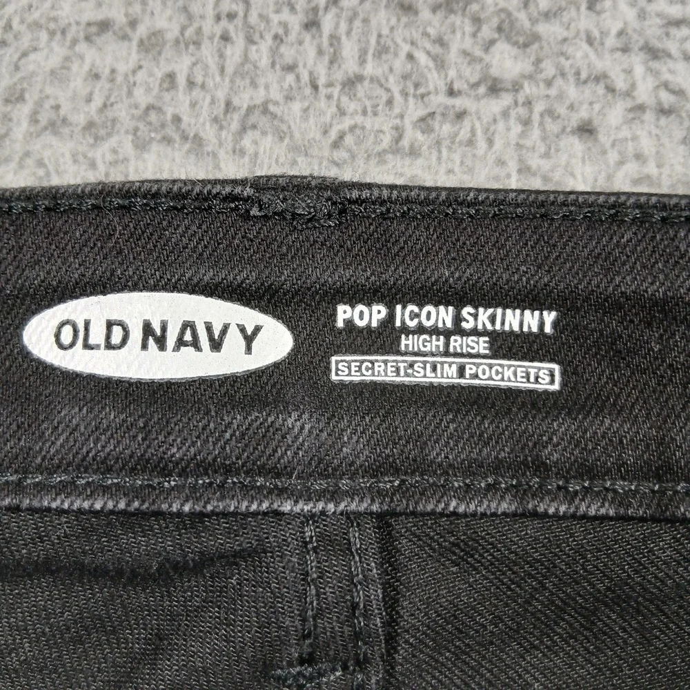 Old Navy Pop Icon Skinny High Rise Distressed Black Jeans Women's 10 EUC